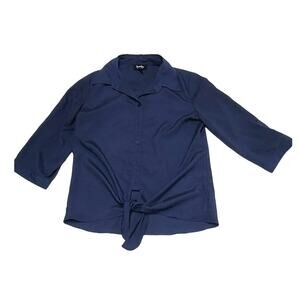 By by women's medium navy blue sheer blouse